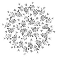 Stylized Butterflies and hearts Decorative Circle background texture in grayscale. Cards Template. Isolated illustration Web promo backdrop, cards posters, banner, label, price tag or leaflet vector