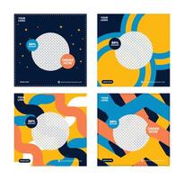 Four square banners with different colors and shapes vector