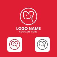 A tooth logo with a smile and a red background vector