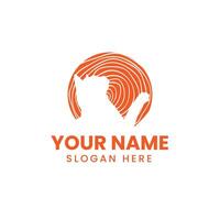 A logo design with an orange circle and a cat vector