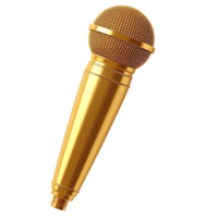 A Shiny Golden Microphone Isolated on a Transparent Background png