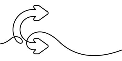 continuous line drawing of semicircle arrow symbol. abstract line art illustration vector