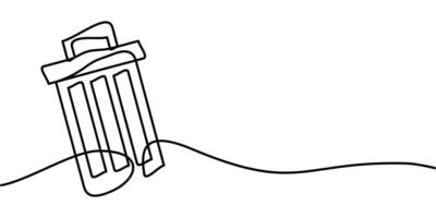 continuous line drawing of trash can symbol. abstract line art illustration vector