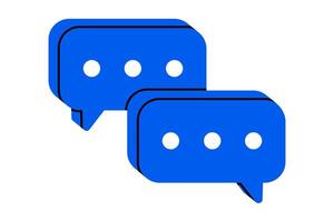 Hand drawn cute cartoon illustration two speech bubbles with three dots. Flat comment message doodle. Dialog or discussion. Social media icon. Communication app. Chat notification. Isolated. vector