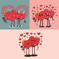 Illustration Of A Healthy Red Heart Hugging Each other vector
