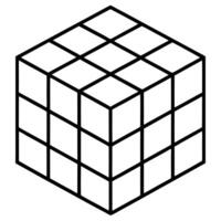 A black and white drawing of a cube vector