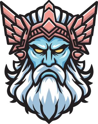 Zeus head mascot logo design