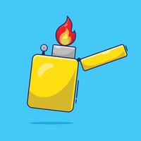 Cute cartoon lighting a lighter illustration object with simple colors and shadow vector
