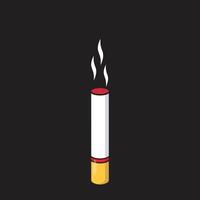 Draw smoking smoker cigarette object or flat cartoon element in colored style isolated on black background vector