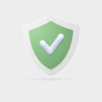 Shield with a check mark icon. Checkmark approved with 3d style shield. Security shield with a check mark of approval. vector