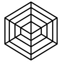 A black and white drawing of a hexagon vector