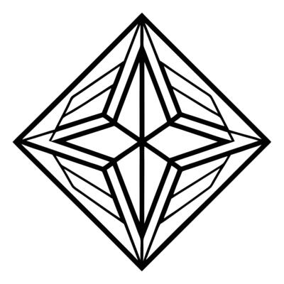 A black and white drawing of a diamond