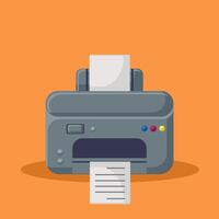 Flat illustration jet printer machine with paper with modern design vector