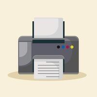 Flat illustration printer machine with paper vector