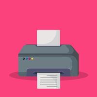 Flat illustration printer machine with paper with modern design vector