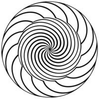 A black and white spiral design in the center of a circle vector