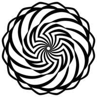 A black and white spiral design in the center of a circle vector