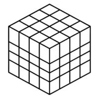 3D Cube Wireframe Geometric Shape Outline vector