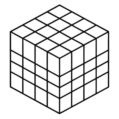 3D Cube Wireframe Geometric Shape Outline
