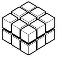 Geometric Cube Structure Black And White Illustration vector