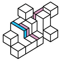 Abstract Geometric Cube Structure with Pink and Blue vector