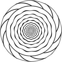 A black and white drawing of a spiral in a circle vector