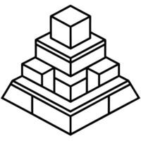 A pyramid with four blocks on top vector
