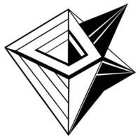 A black and white drawing of a triangle vector