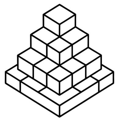A pyramid of blocks on a white background