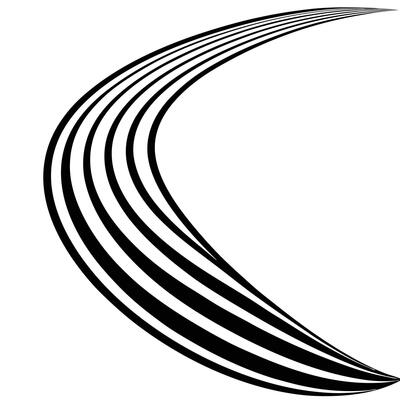 A black and white line drawing of a curved line