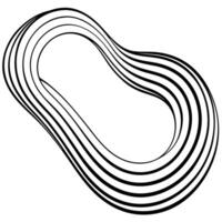 A black and white drawing of a curved line vector