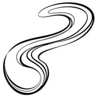A black and white drawing of a curved line vector