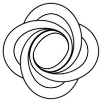 A black and white drawing of a circle with a spiral vector