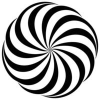 A black and white spiral design in the center of a circle vector