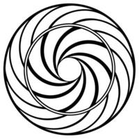 A black and white spiral design in the center of a circle vector