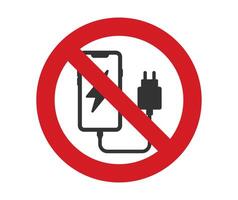 it is forbidden to charge the phone icon. No charging symbol. logo of prohibited mobile phone charging. illustration image. Isolated on white background. vector