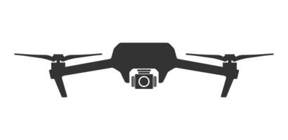 Quadcopter flying drone icons silhouette symbol. Drone fpv copter with action camera. With Photo and camera. Isolated on white background. vector