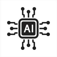 Artificial intelligence icon. Semiconductor. CPU. Processor. AI chip in hand icon vector