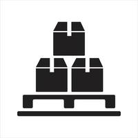 Pallet icon. Cardboard boxes on a wooden pallet icon vector