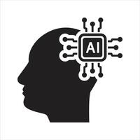 Artificial intelligence icon. Semiconductor. CPU. Processor. AI chip in hand icon vector