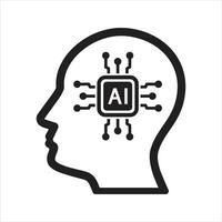 Artificial intelligence icon. Semiconductor. CPU. Processor. AI chip in hand icon vector