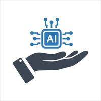 Artificial intelligence icon. chip in hand icon vector