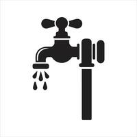 Water tap icon. Faucet with a drop of water icon vector