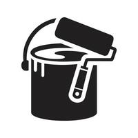 Paint bucket and paint roller icon. Paint bucket icon vector