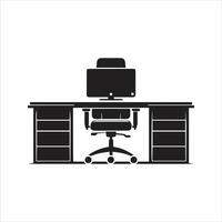 Office desk icon. Empty office icon vector