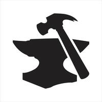 Blacksmith icon. Anvil and hammer icon vector