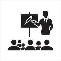 Lecturer or public speaker icon. Tribune presentation. Speaker, Presentation icon vector