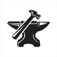 Blacksmith icon. Anvil and hammer icon vector
