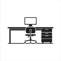 Office desk icon. Empty office icon vector