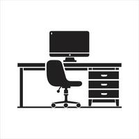 Office desk icon. Empty office icon vector